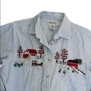 Vintage Cabin Creek Farm Embroidered Button Down